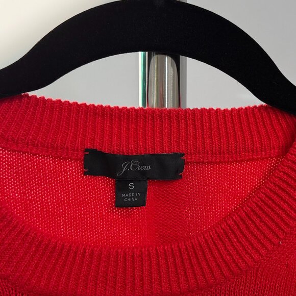 J.Crew Red 100% Cotton Ruffle Cuff Sweater | Crewneck | Like New - Picture 3 of 3